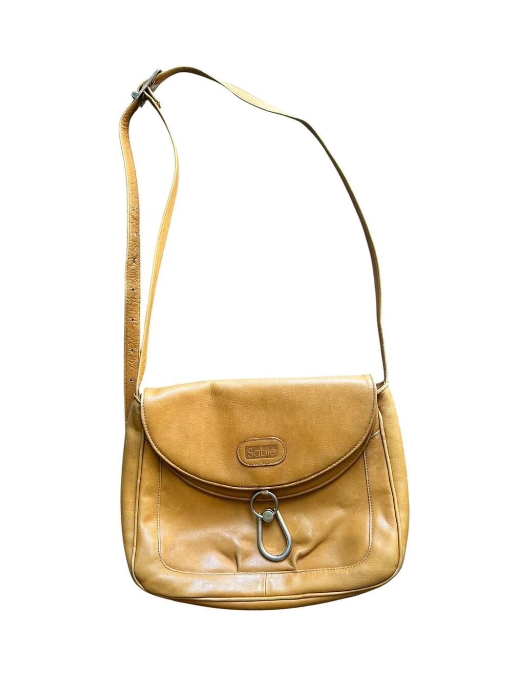 Vintage Sable Tan Leather Shoulder Bag Adjustable Strap Satchel Crossbody Boho
